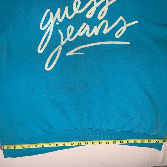 Guess Jeans Vintage Crewneck Sweatshirt 80s 90s Light Teal XL - Picture 4 of 10